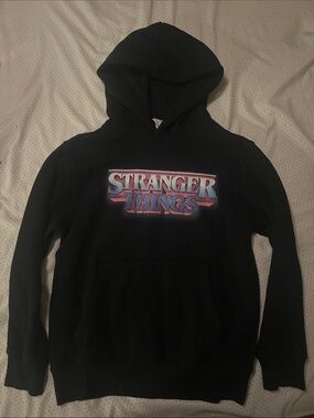 Stranger Things Black Kids Hoodie with Logo